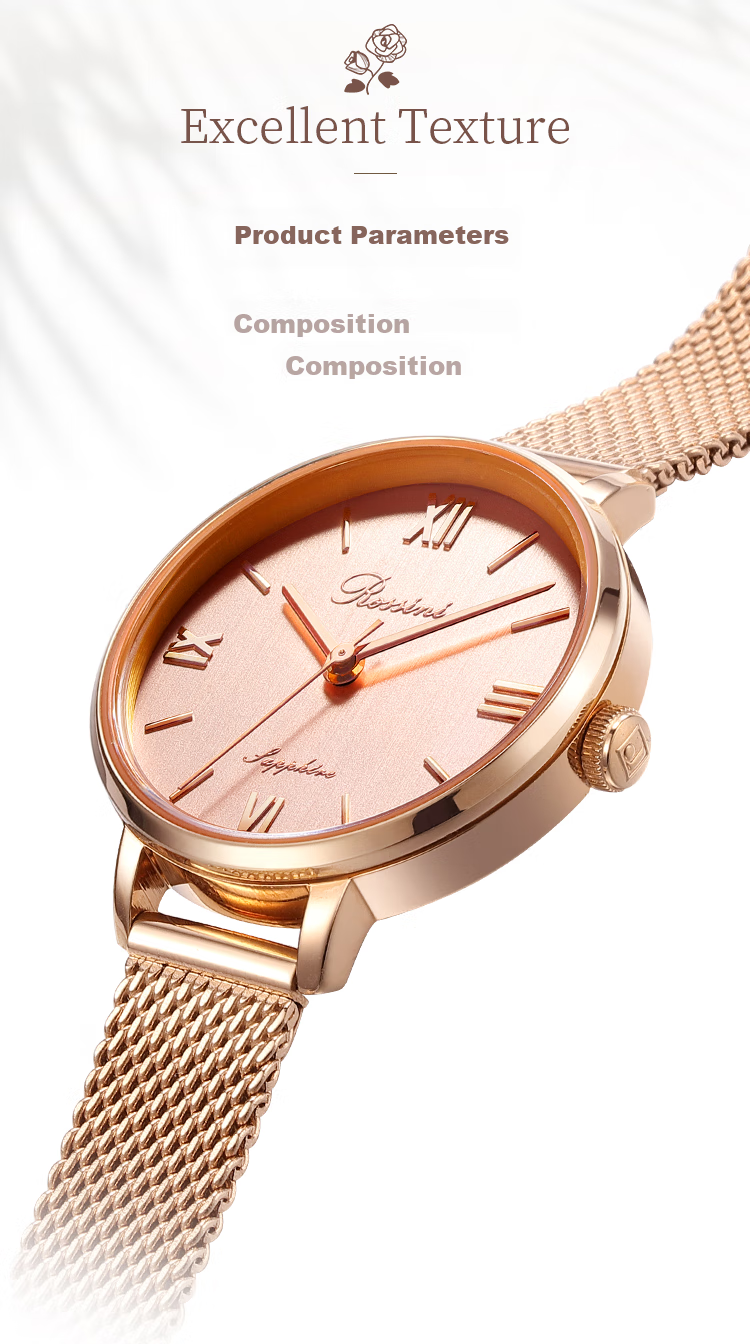 ROSSINI Women's Watch, Birthday Gift for Ladies, Quartz Fashion Simple White Dial Steel Strap 619920 7