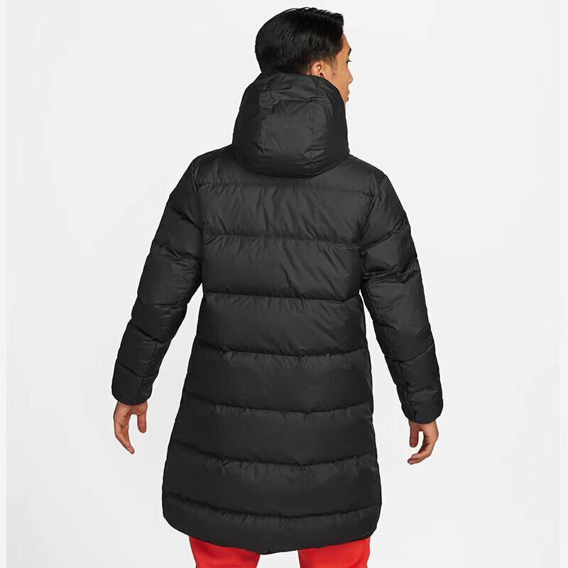 NIKE Men's Winter Long Hooded down Jacket, Sports Cold-Proof Coat DV1134-010 Black XL