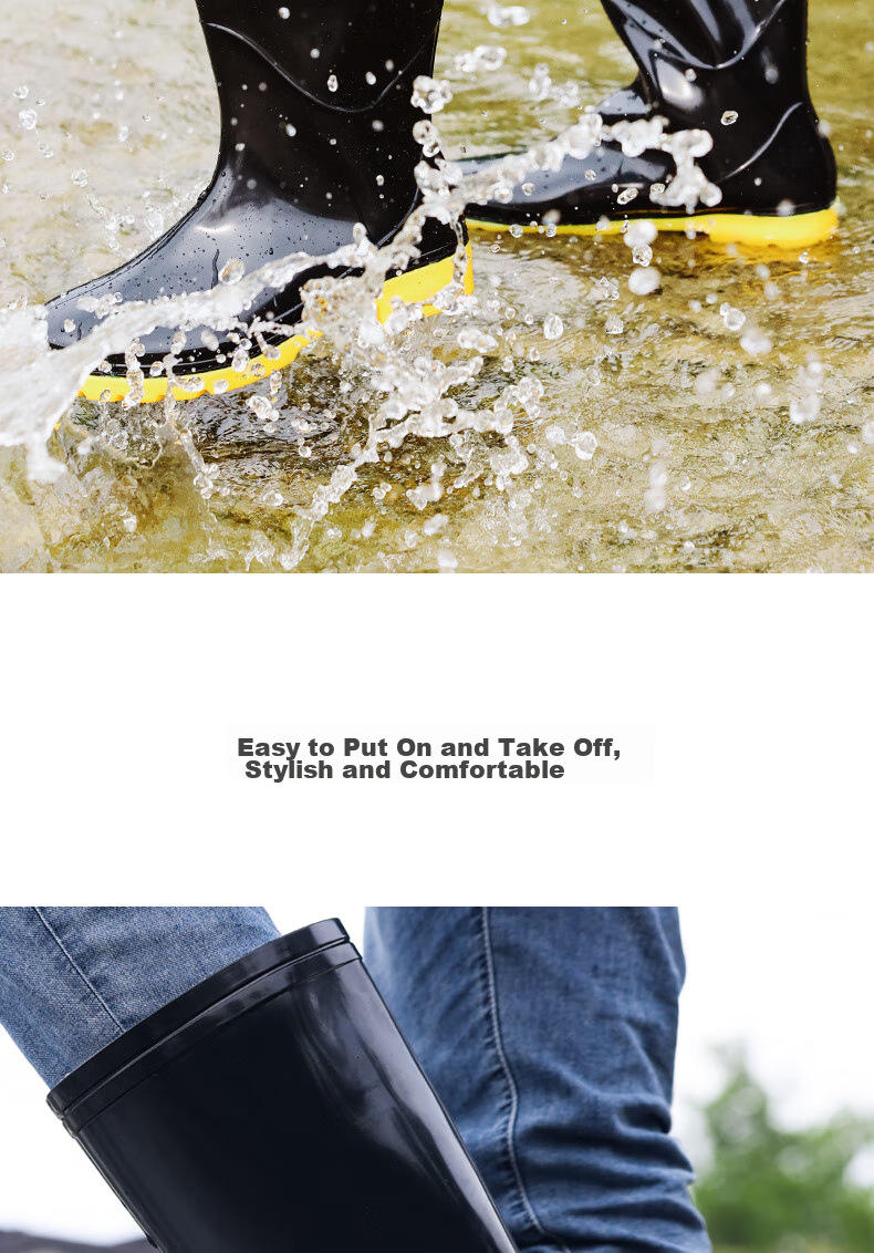Lanoudun Men's Tall Waterproof Shoes, Outdoor Wear-Resistant Rubber Boots, Non-Slip Rain Boots, Overshoes YX1007 Size 43 13