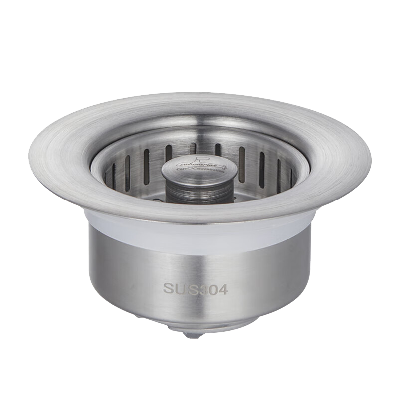Submarine CQ-10 Kitchen Sink Strainer, Push-Type Drain Filter, Stainless Steel Basket, Anti-Clogging