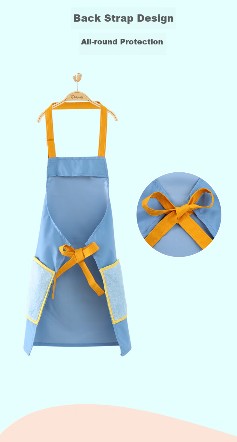 Babyprints Apron, Children's Smock, Baby Painting Clothes, Dining Kitchen Set, Waterproof And Stain-Resistant, with Sleeves, Hand-Wiping Function, Pink Rabbit Desig 6