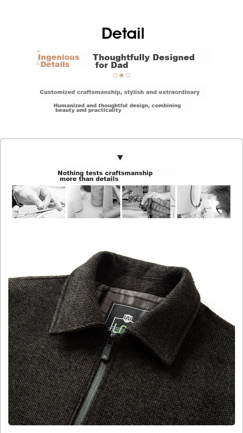 Baocaiyang Dad's Woolen Coat for Men, Spring And Autumn Thick Lapel Business Suit Jacket for Middle-Aged And Elderly 7