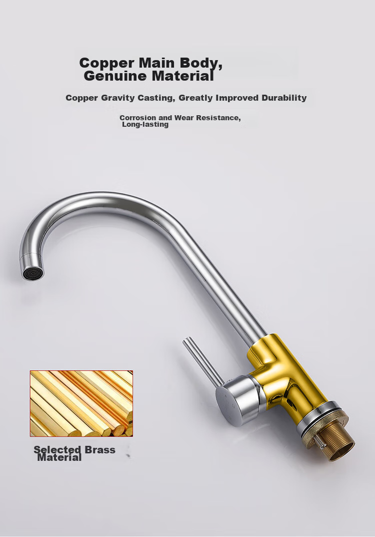 Larsd Kitchen Faucet Hot And Cold Sink Tap Copper Body Sink Faucet with 80CM Pipe F04 5