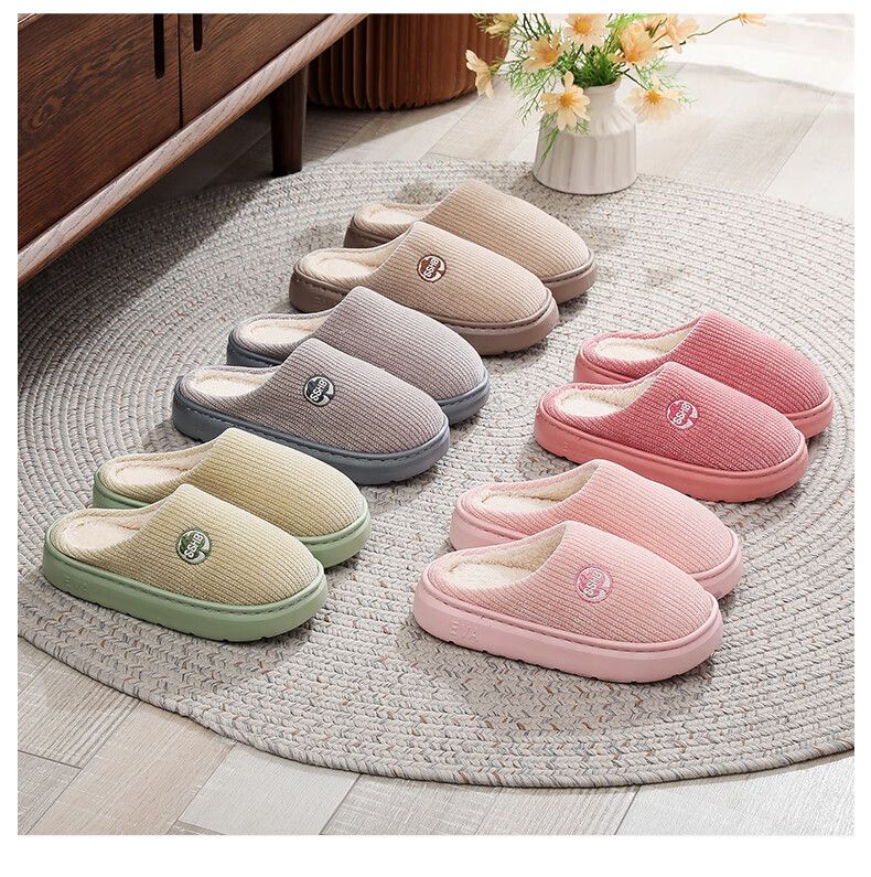 GUOLUOFEI Spring And Autumn Thick-Soled Slippers for Men And Women, Indoor Home Cotton Slippers, Gray, Size 42-43 12