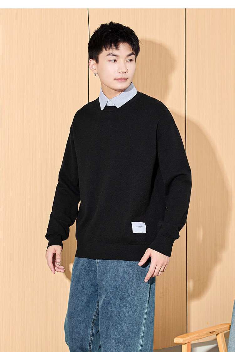 TonLion Men's Sweater, Round Neck, Faux Two-Piece Knit Pullover, Autumn And Winter Men's Sweater 6