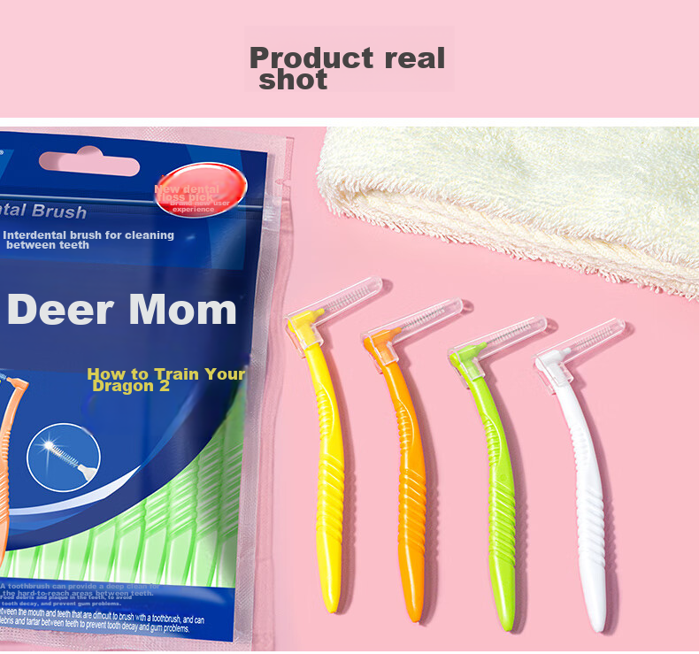 FAWNMUM L-Shaped Interdental Brush, Imported Steel Wire, Ultra-Fine 0.6-0.7mm, 20 Pieces, Orthodontic Teeth Cleaning And Plaque Removal 11