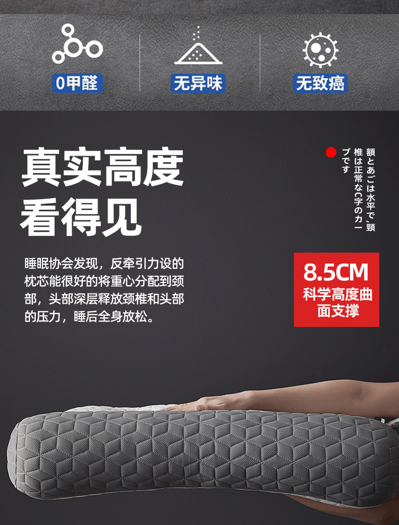 Huadn Cervical Pillow Neck Support Pillow for Cervical Spondylosis Deep Sleep Special Pillow for Students and Adults Summer Single Pillow Core 19