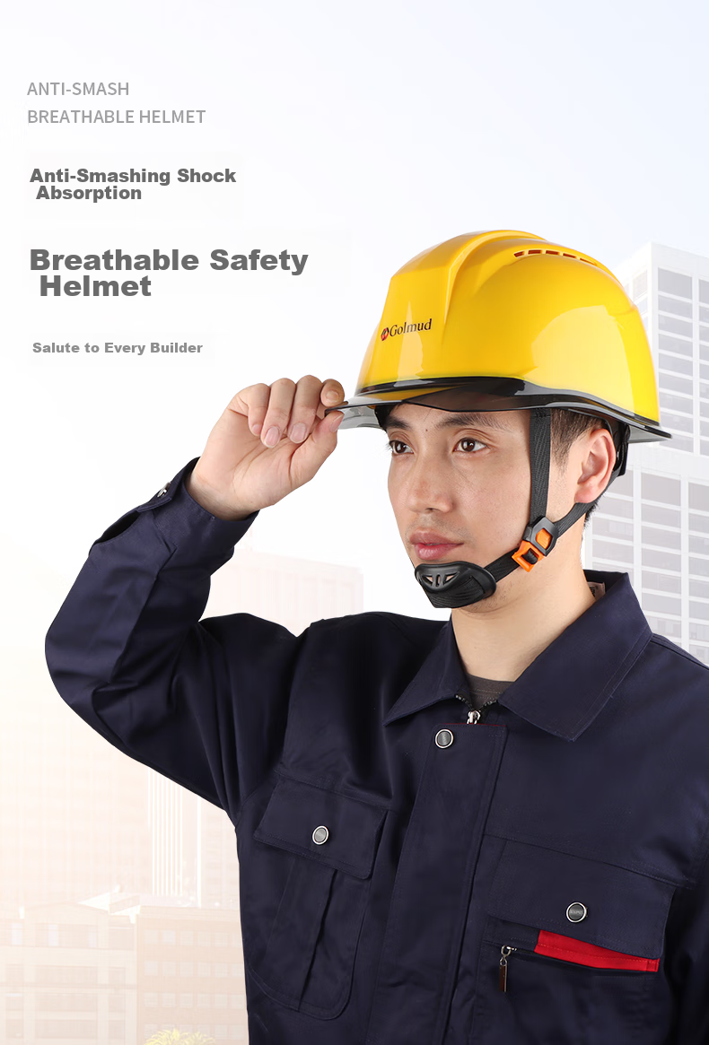 Geermu Safety Helmet for Construction Site GM768 White Worker Safety Hard Hat Abs Breathable Customizable with Printed Text 1