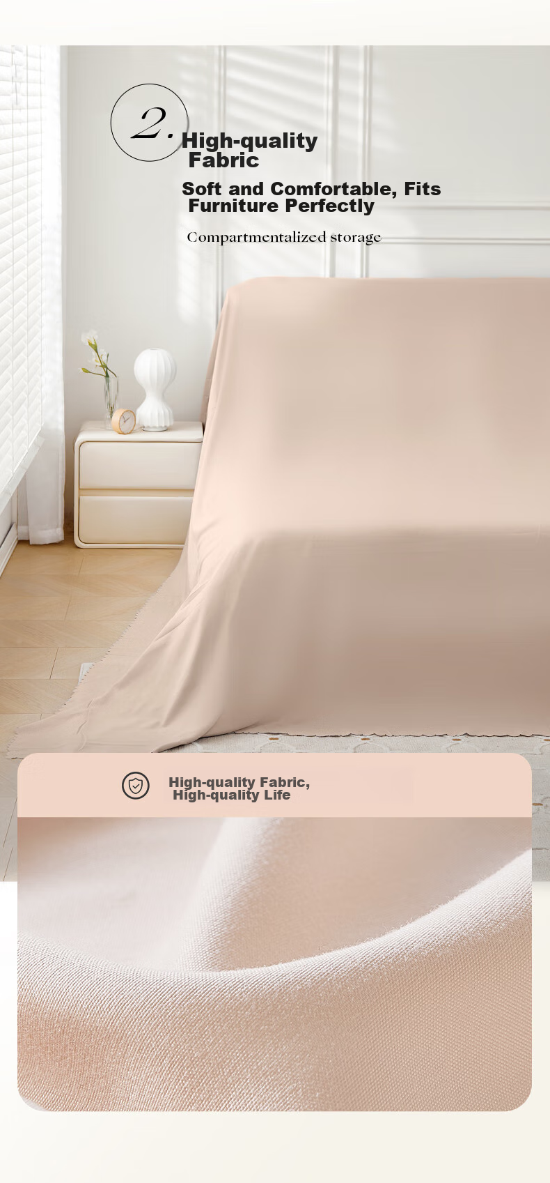 EACHY Home Dust Cover, Sofa Bed Dust Shield, Moving Protection Cloth, Protective Film, Bed Cover, Moisture-Proof Cover, Almond Powder 6