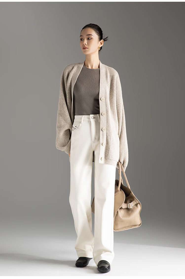 Dme Autumn And Winter New Fleece-Lined Slim-Fit Versatile Off-White High-Waist Straight-Leg Jeans for Wome 12