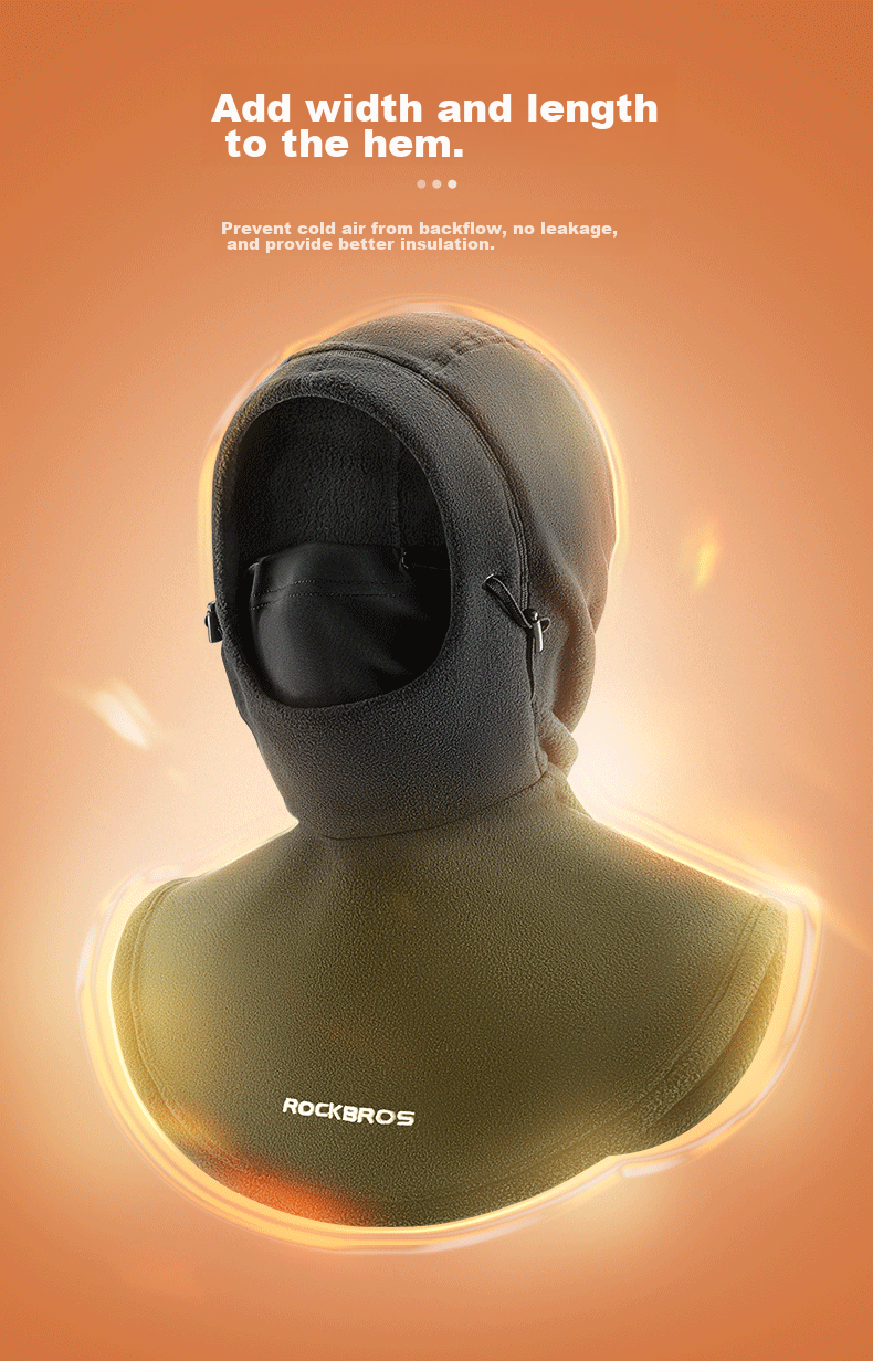 ROCKBROS Warm Face Mask, Cycling Balaclava, Bicycle And Electric Bike Outdoor Fleece Windproof Neck Gaiter, Winter Season, Black 8