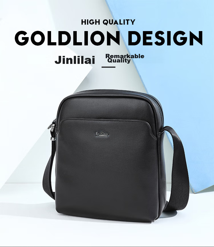 Goldlion Men's Crossbody Bag, Versatile Business Shoulder Bag, Cowhide Large Capacity Messenger Bag, Birthday Gift 4
