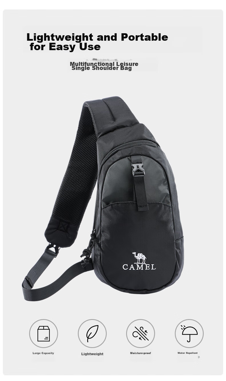 CAMEL Unisex Crossbody Commuter Messenger Cycling Bag Sports Shoulder Bag Trendy 573C875050A Black 1