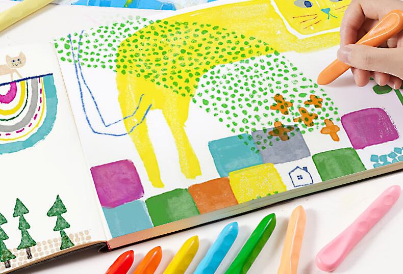 Meiletongnian [Best-Selling Product] Beeswax Crayons, 24 Colors, Non-Staining, Non-Toxic, Specialized Children's Drawing Tools, Grip Control Oil Pastels, Colorful Sticks, Washable Drawing Pencils Set, Art Education Tools 22