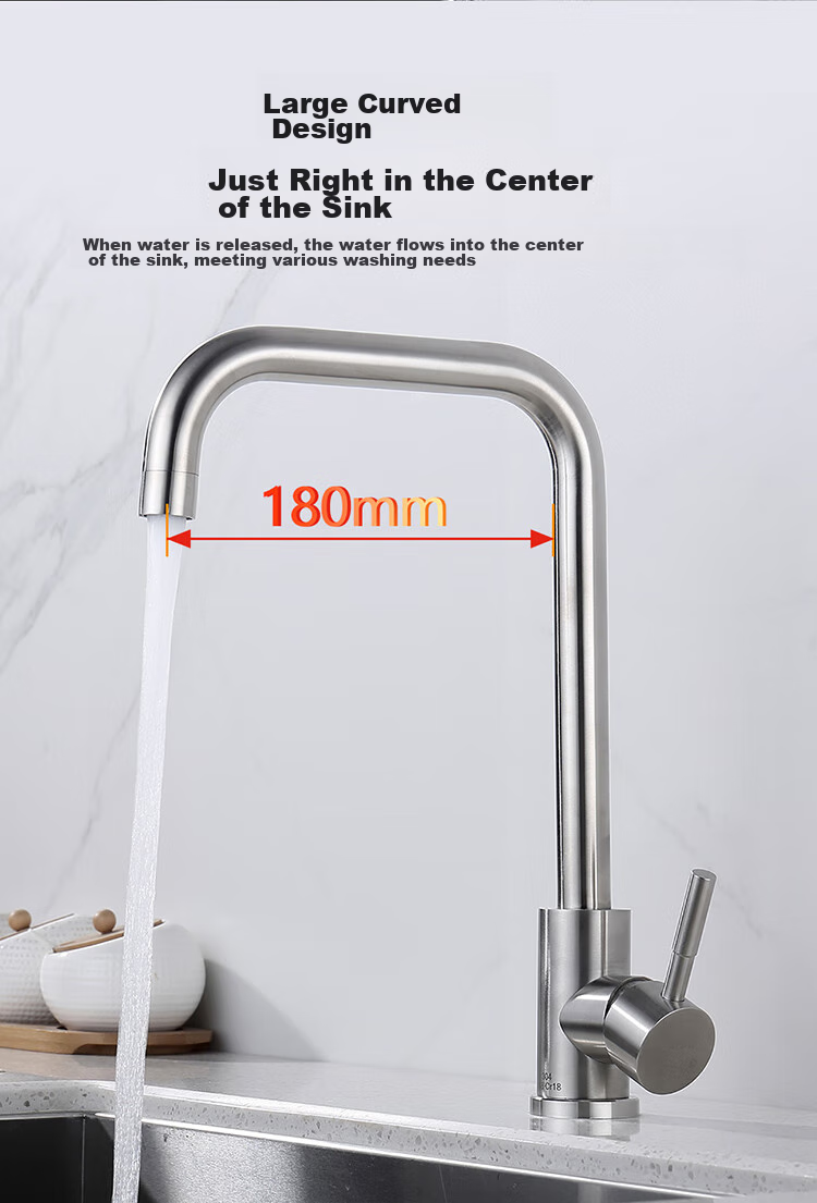 Larsd Kitchen Faucet, 304 Stainless Steel Sink Faucet, Hot And Cold Rotating Dishwashing Sink Faucet LD82058 4