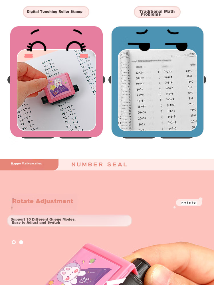 Sannianerban Math Subtraction Arithmetic Problems within 100, Rolling Stamp Questions, Random Question Generator for Primary School Students' Mental Arithmetic, Quick Memorization Tool for Arithmetic, Pink Subtraction Set 5