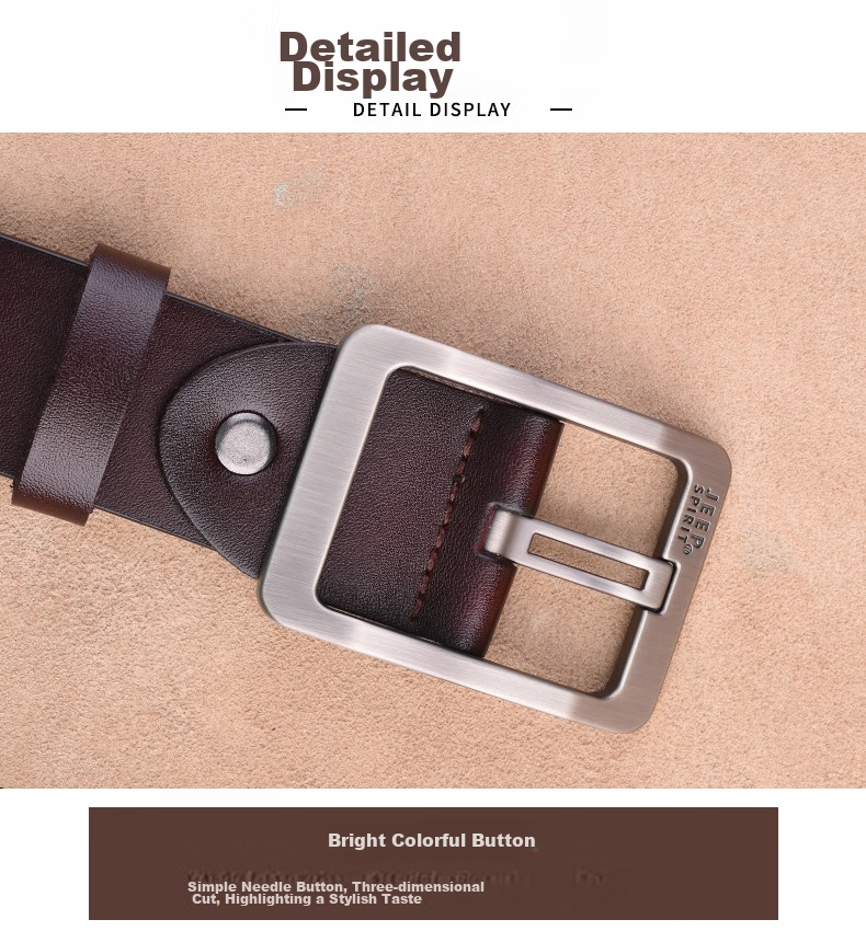 JEEP SPIRIT Men's Leather Belt, Business Casual Pin Buckle Waistband, Gift for Young And Middle-Aged Men, Husband Or Father's Day Present 9