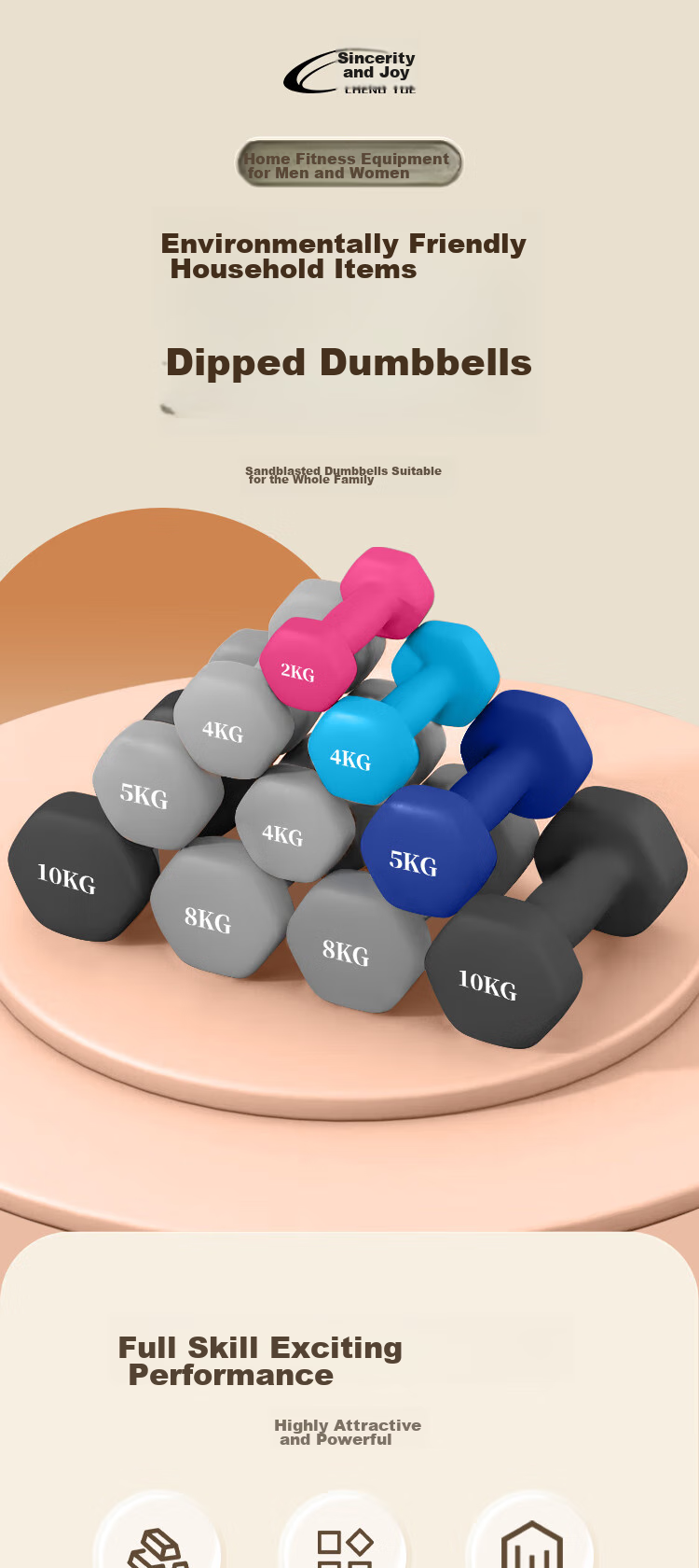 Chengyue Color-Coated Dumbbells for Men And Women, Home Fitness Shaping Equipment Set, 4kg*2 Light Blue CY-529 1
