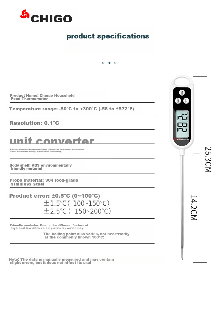 CHIGO Food Thermometer for Home And Commercial Use, Baking Temperature Gauge, Baby Milk Thermometer, Bath Water Temperature Meter ZG-8020 9