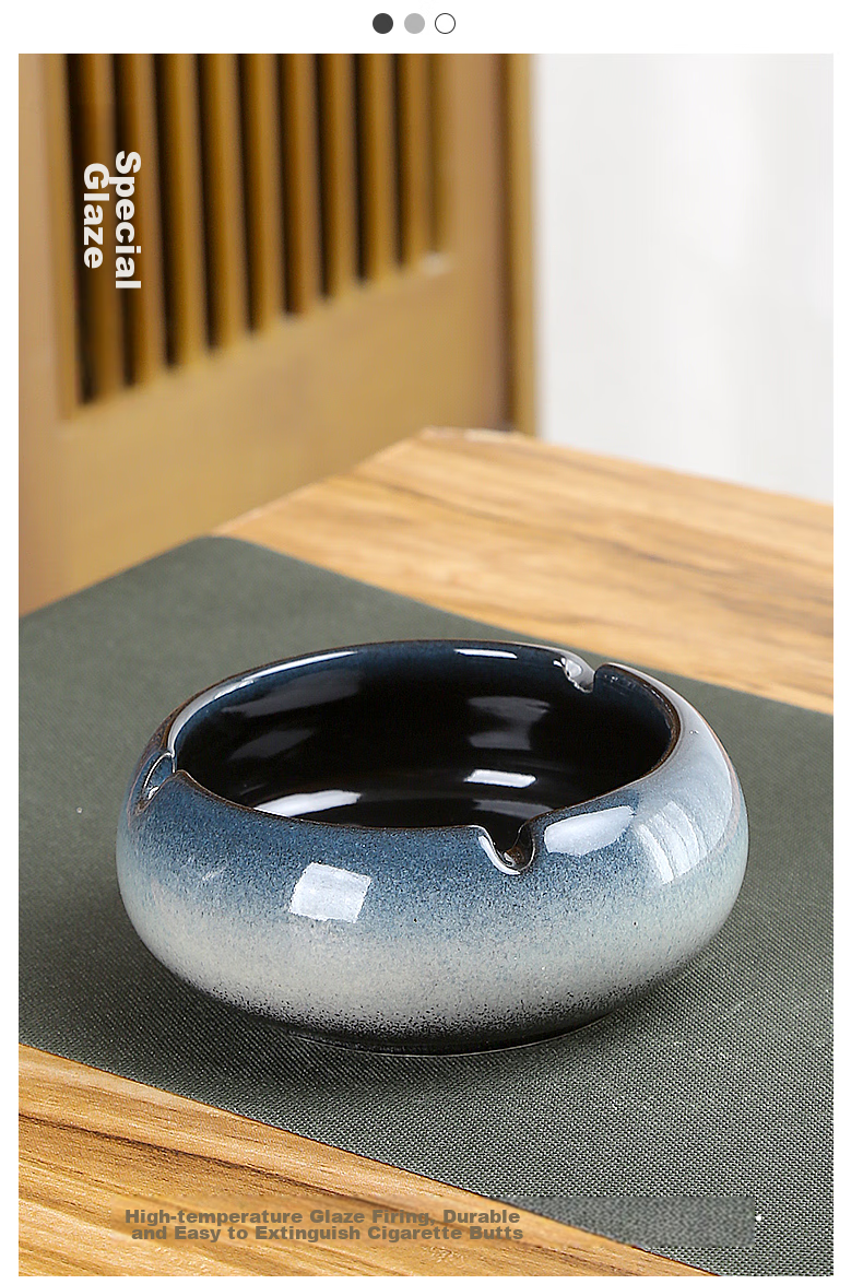 Bangushan Ashtray for Living Room And Office, Anti-Flying Ash, Father's Ashtray, Light Luxury Nordic Gradient Blue And White Ashtray 5