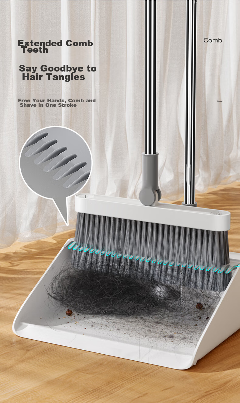 MARYYA Broom Set with Dustpan, Foldable for Home Use, Windproof Comb-Shaped Broom 1