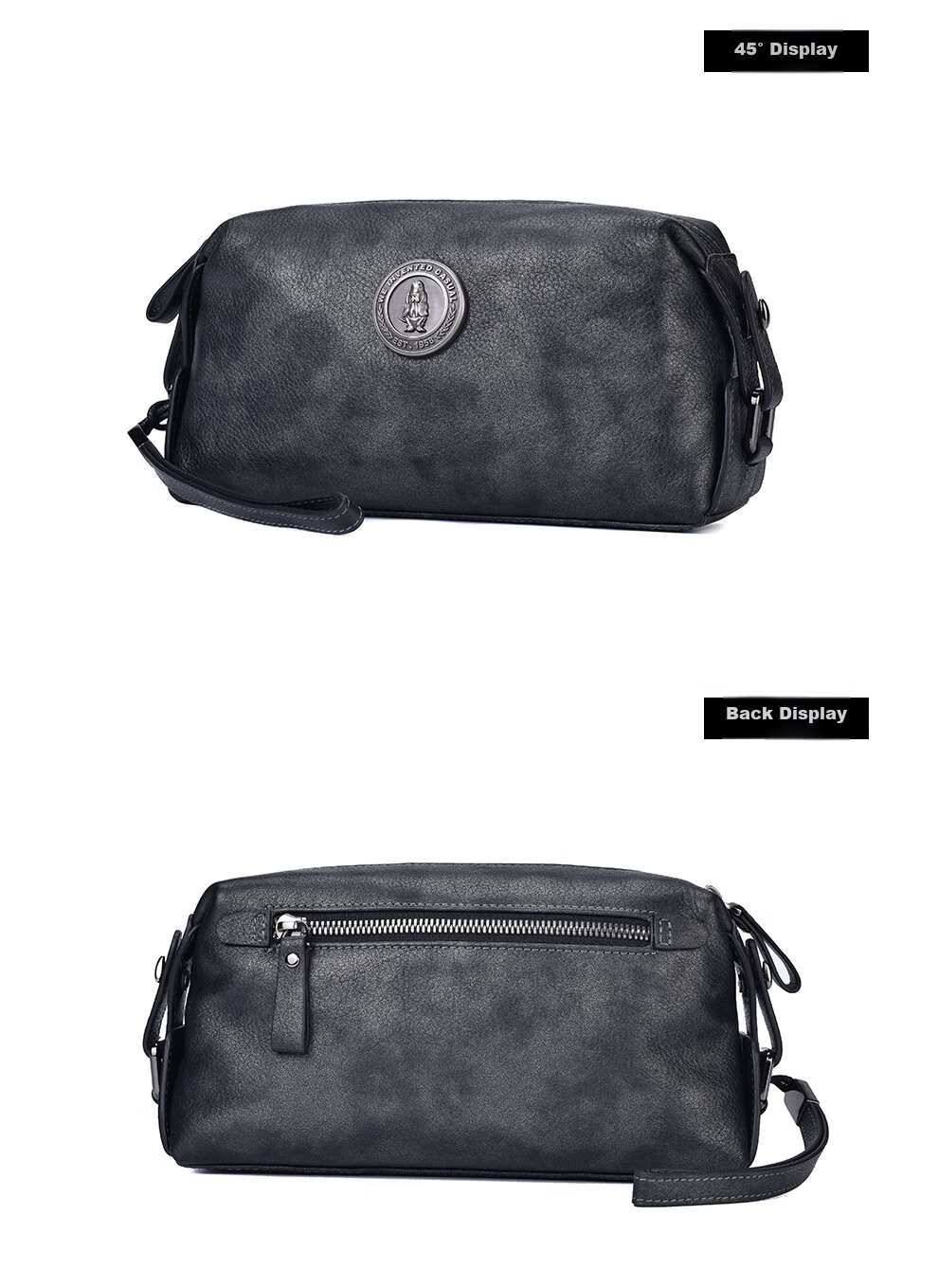Hush Puppies Handbag, Top-Grain Leather, Large Capacity, Casual Business Men's Bag, Silver Gray Color, Birthday Gift for Boyfriend 8