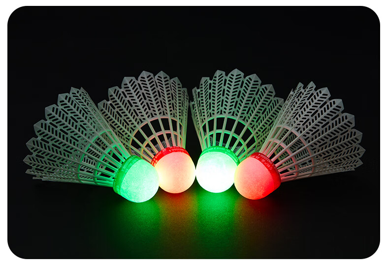 KAWASAKI Badminton Nylon Shuttlecocks, Durable Night-Luminous Fluorescent LED Lighted Nylon Shuttles N10PRO (Set of Four) 12
