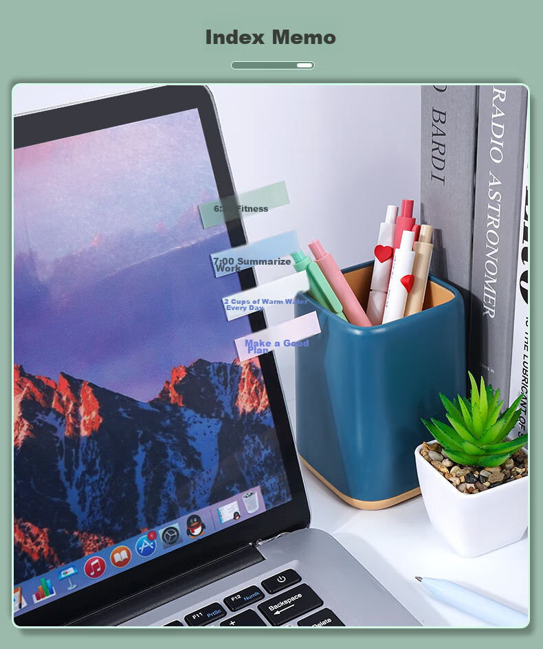 SIMAA 1200 Sheets 4-Color Sticky Notes with Dividers, Memo Pads, 76*19mm, Reusable Notes, 3 Packs, Student Message Pad 12