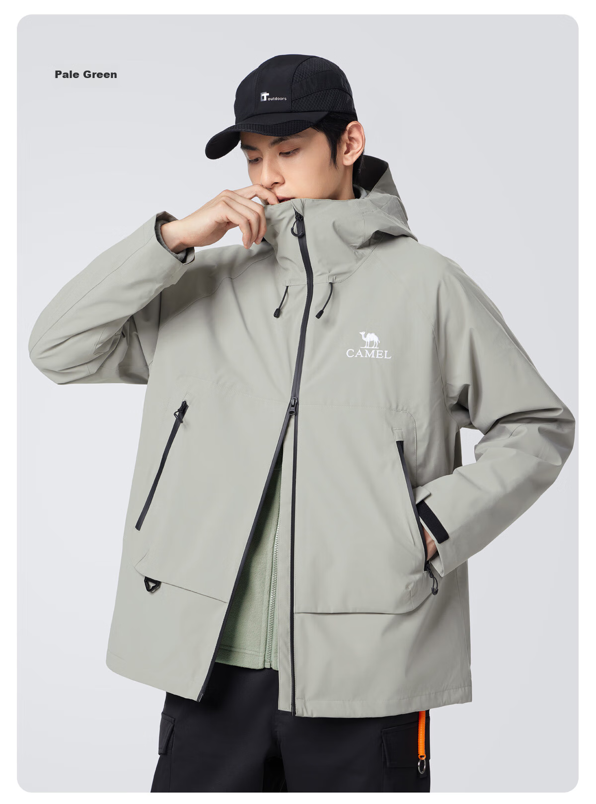 CAMEL Men's Outdoor Jacket, Three-In Windproof And Waterproof Coat, Hiking Wear, Outerwear for Men M34CA49650 34
