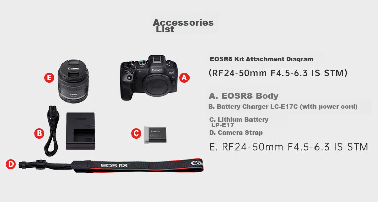 Canon [Official Flagship] R8 Mirrorless Camera, Portrait And Landscape Photography Specialized Camera for Travel, 4K Video Recording, Vlog, Full-Frame R8 with 24-50mm Lens Kit 14