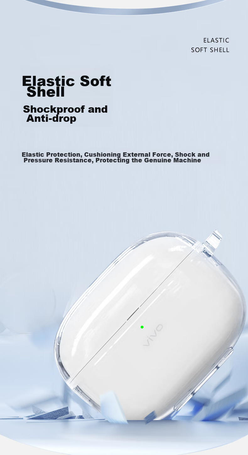 Masentek Bluetooth Charging Case for VIVO TWS 2 & 2e Earphones, IQOO 3/4/5i/pro/3ei/1e/1i/air Soft TPU Transparent Shockproof Protective Cover Accessory 8