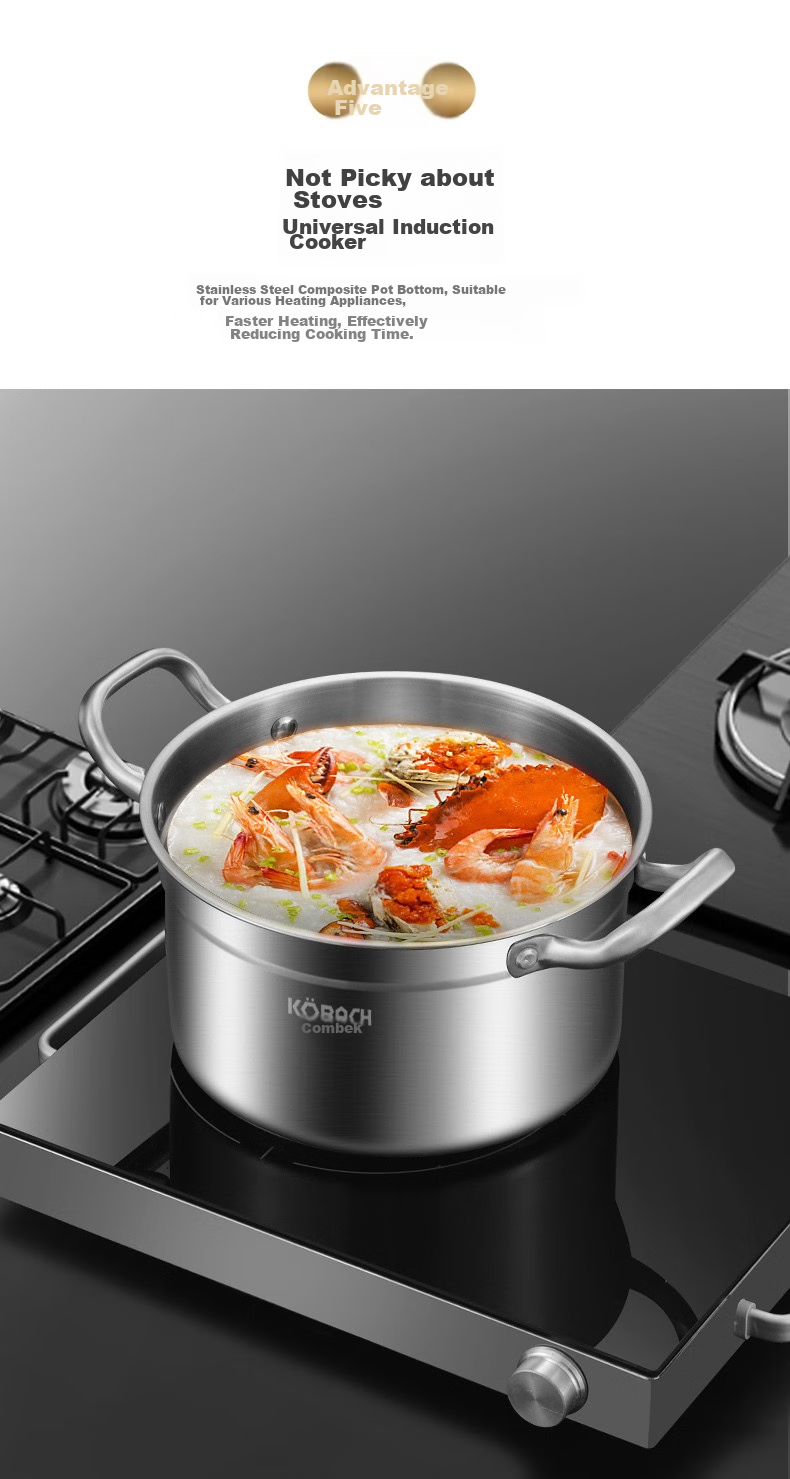 KOBACH Steamer Pot, 304 Stainless Steel European-Style Steamer Pot, Three-Layer Steamer Pot, 28cm, Compatible with Induction Cooker And Gas Stove 6