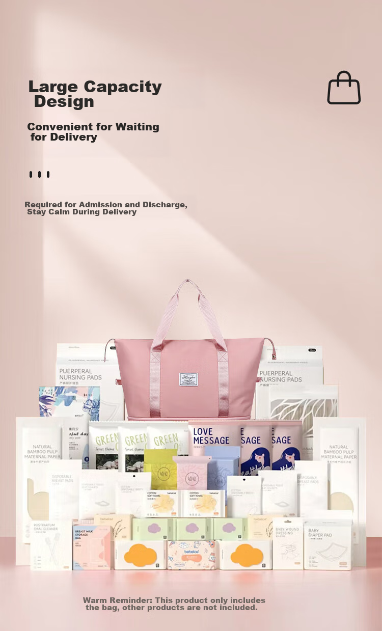 Aibaoshi Maternity Hospital Bag, Large Capacity Luggage for New Mothers, Postpartum Storage Bag, Hospital Admission Handbag, Beige M398 4