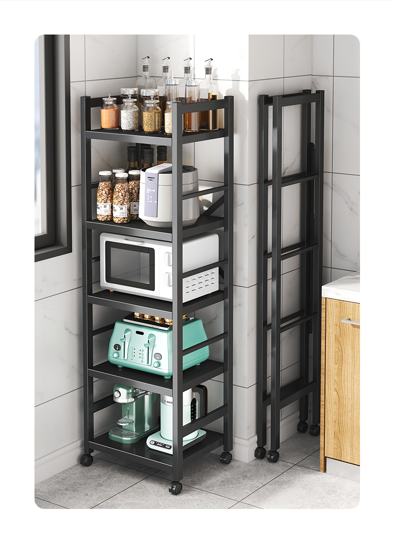 (cobbe)厨房置物架落地折叠免安装多层多功能放锅微波炉烤箱收纳架子
