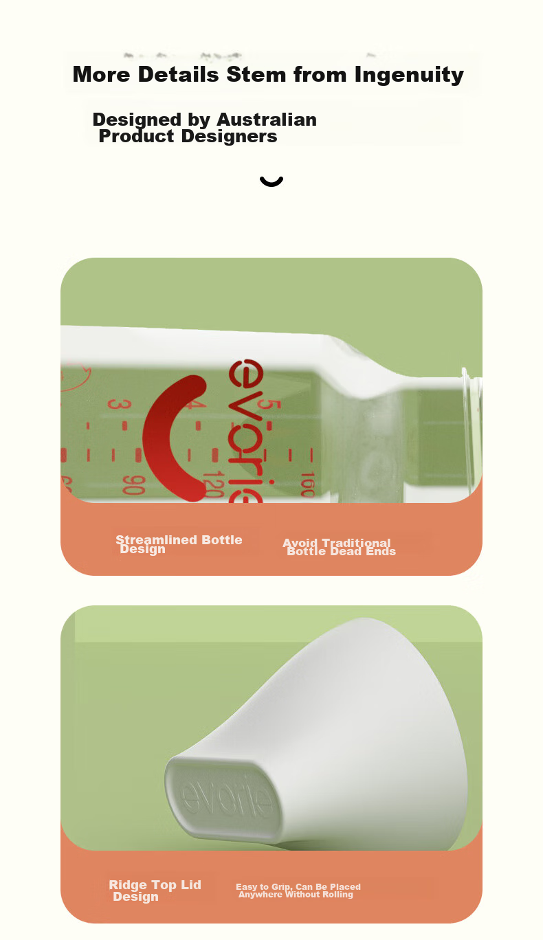 Evorie Glass Baby Bottle, Wide Neck with Protective Sleeve And Handle, Infant Bottle 160ml (0-3 Months+) 13