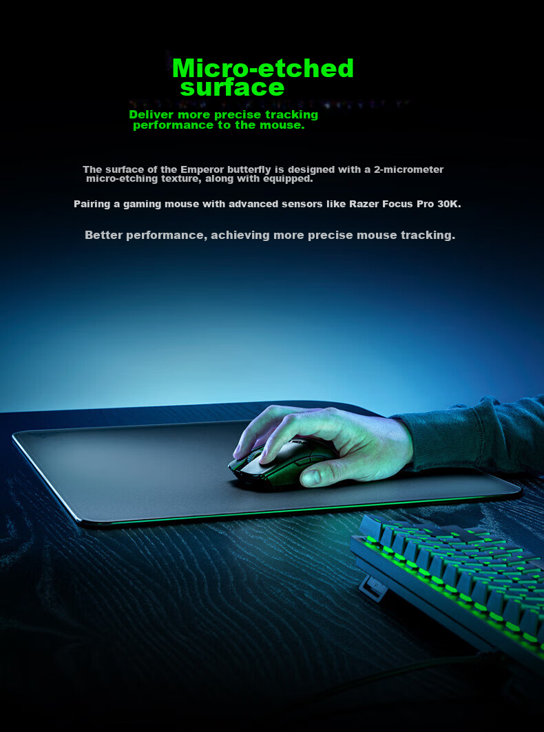 Razer Emperor Butterfly Tempered Glass Gaming Mouse Pad, White 6
