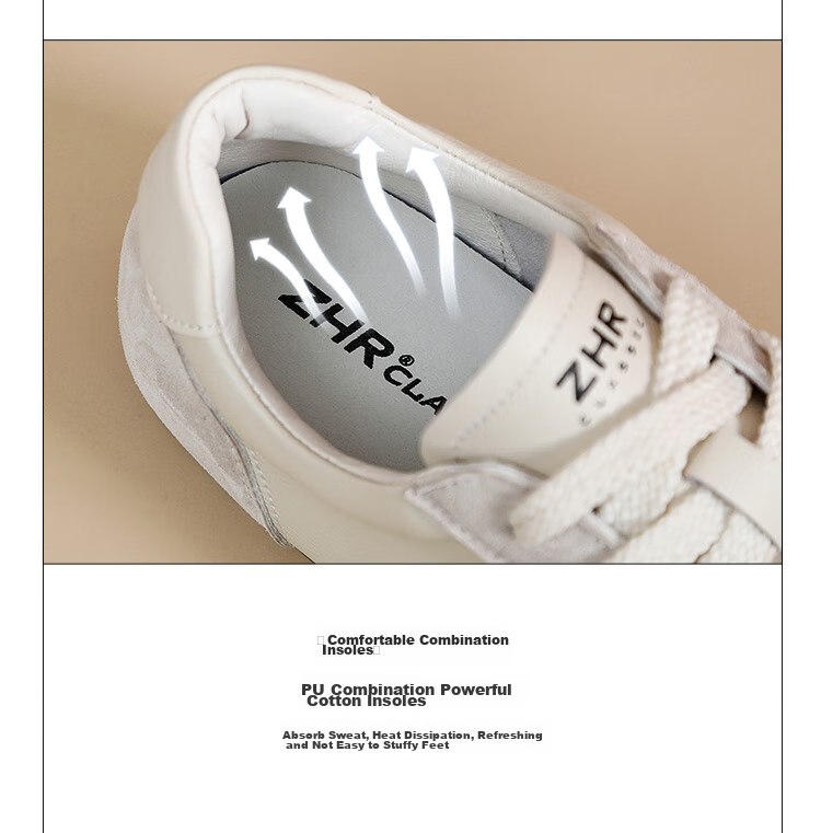 ZHR Casual Shoes for Women, Retro Patchwork Dexun Shoes, Genuine Leather Versatile Sports Shoes for Women, A120 Beige, Size 35 12