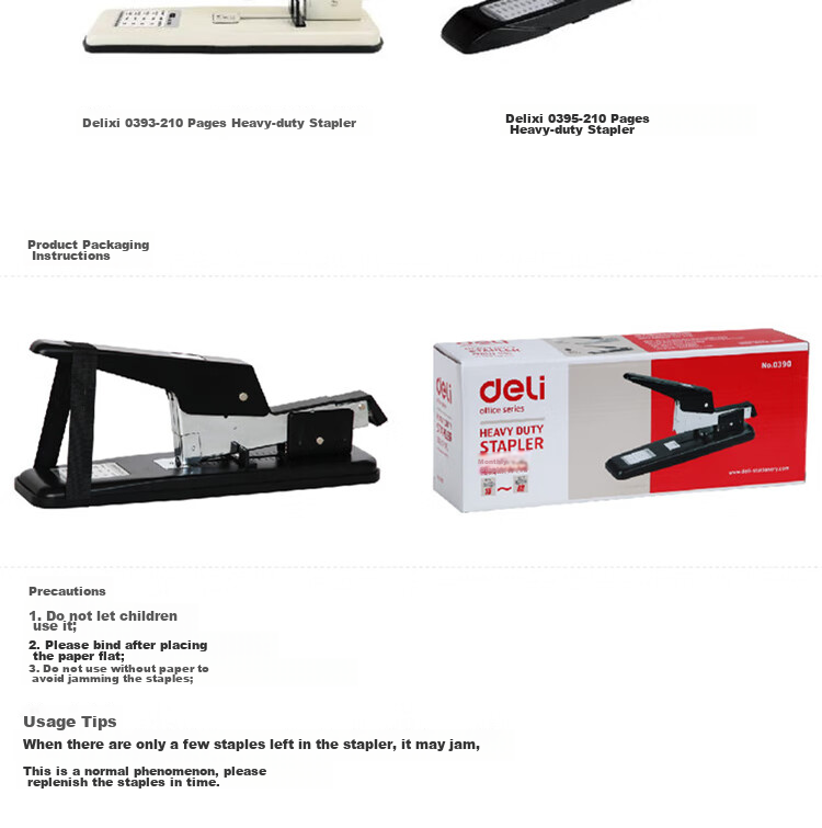 Deli Heavy-Duty Stapler, Large And Thick Stapler, Compatible with 23/6 to 23/13 Staples, Black 8