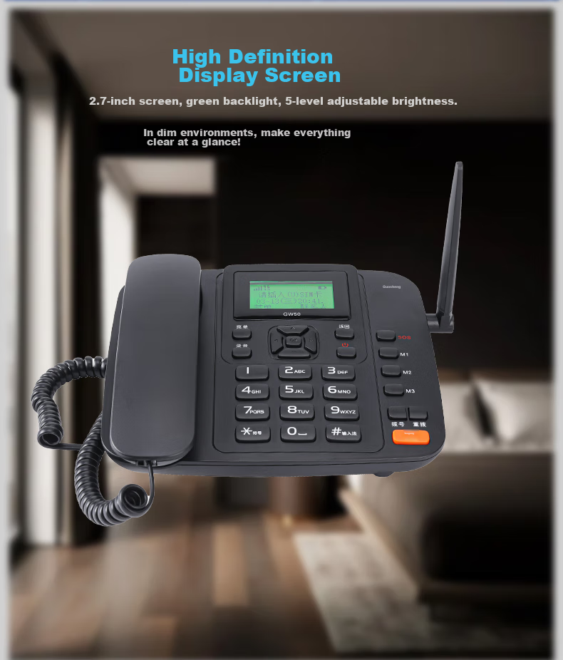 Guowei GW50 All-Network 4G5G Wireless SIM Card Telephone with Recording Function, Compatible with China Mobile, China Unicom, China Telecom And Cable TV Networks, Office And Home Use, Telemarketing, Landline Phone, Black 6
