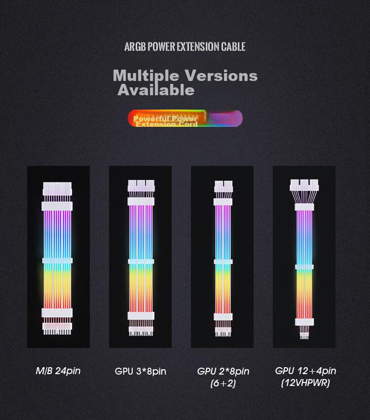 JONSBO Rainbow Bridge DY-2, 8pin*2 Graphics Card RGB Cable (Graphics Card Illuminated Extension Cord/5V ARGB Synchronized Lighting), 3