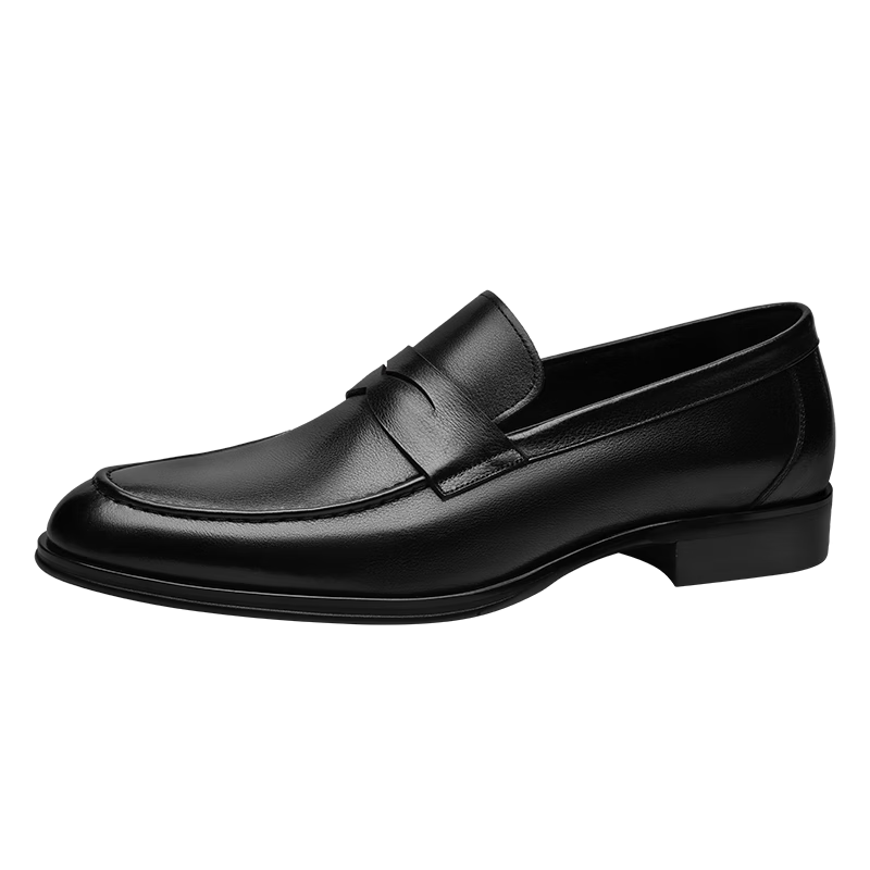 Goldlion Men's Shoes, Fashionable Leather Shoes, Lightweight And Durable Business Casual Slip-On Formal Shoes, 58001003501A, Black, Size 38