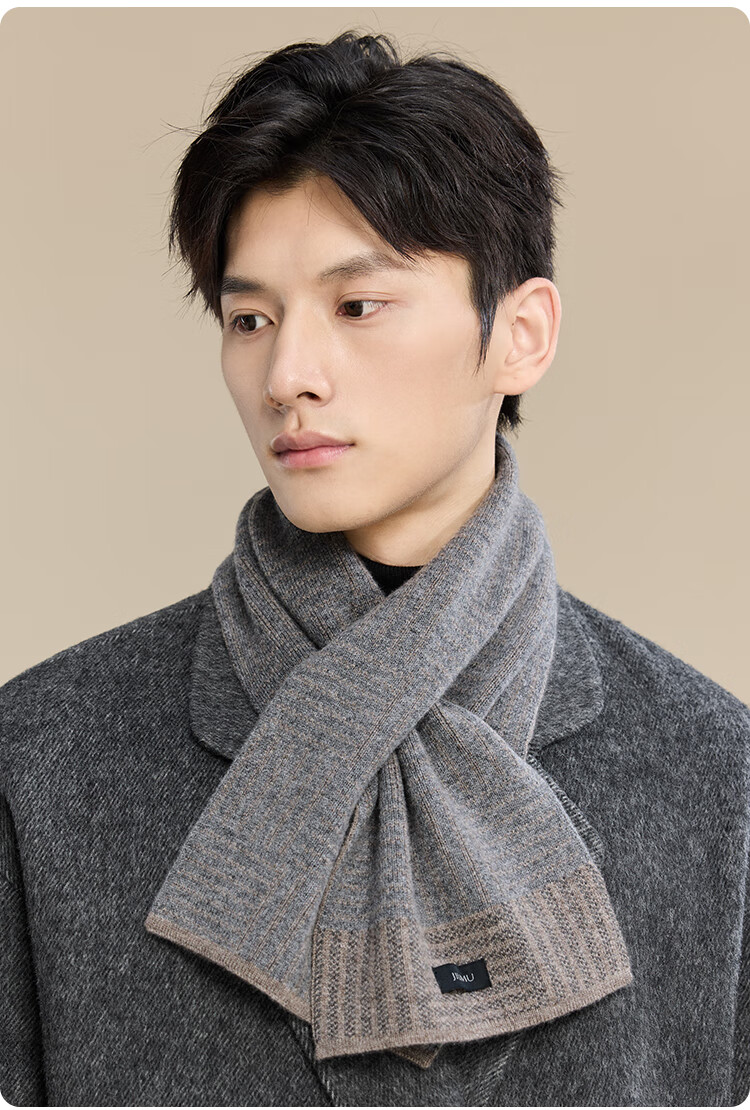 JIUMU Cashmere Scarf for Men, Autumn And Winter Wool Warm Neck Warmer, Gift for Men on National Day And Birthday, Gift Box Packaging 12
