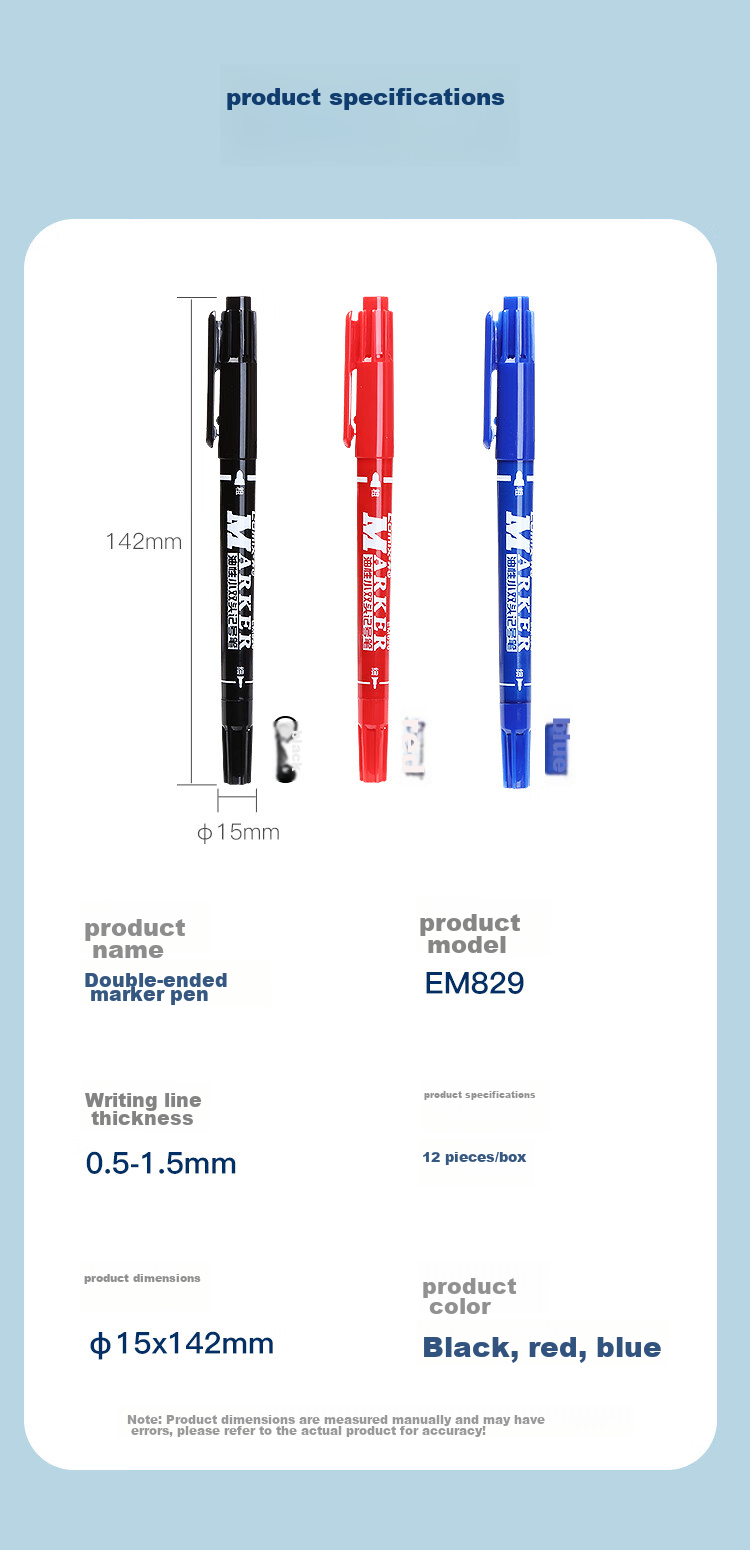 COMIX Dual-Tip Marker/Outlining Pen Drawing/Large Logistics Oil-Based Pen/Line Width 0.5-1.5mm/Red 12 Pieces/Box MK833 8