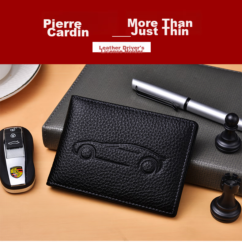Pierre Cardin Driver's License Holder, Motor Vehicle Driving Permit Leather Case, Top-Grain Cowhide ID Holder Gift Box, Black, Suitable As A Present 1