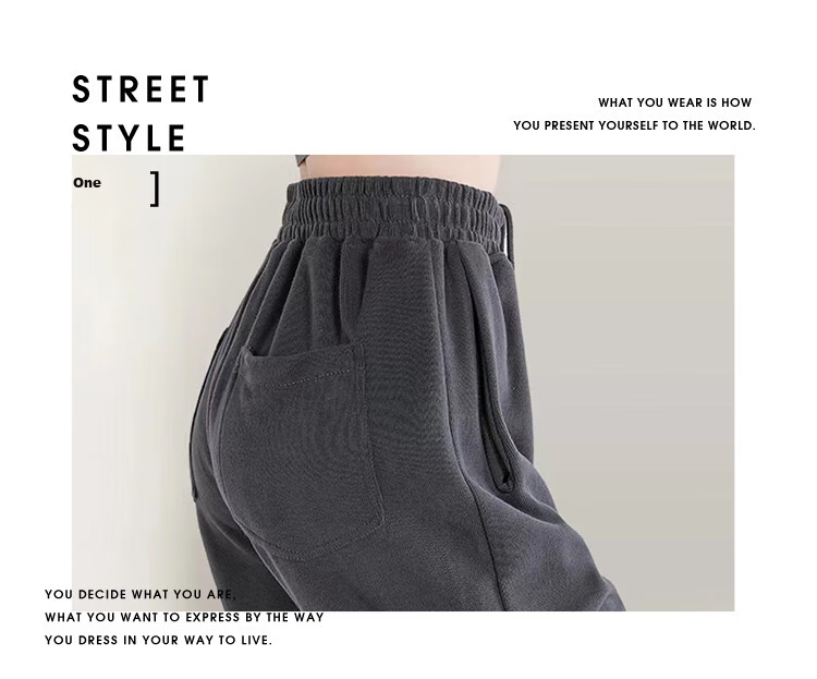 Jeanswest Casual Pants for Women, High-Waisted Loose-Fitting Slimming Joggers, Summer Sports Pants with Drawstring Waist, Dark Gray, Size L 8