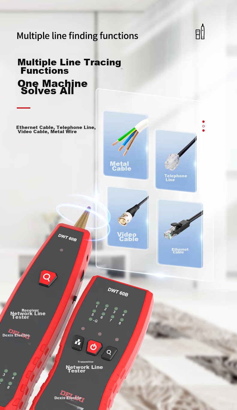 DELIXI ELECTRIC Multifunctional Cable Tester, Wire Tracker, Anti-Interference Telephone And Network Cable Tester, Home Use DWT 60B 10