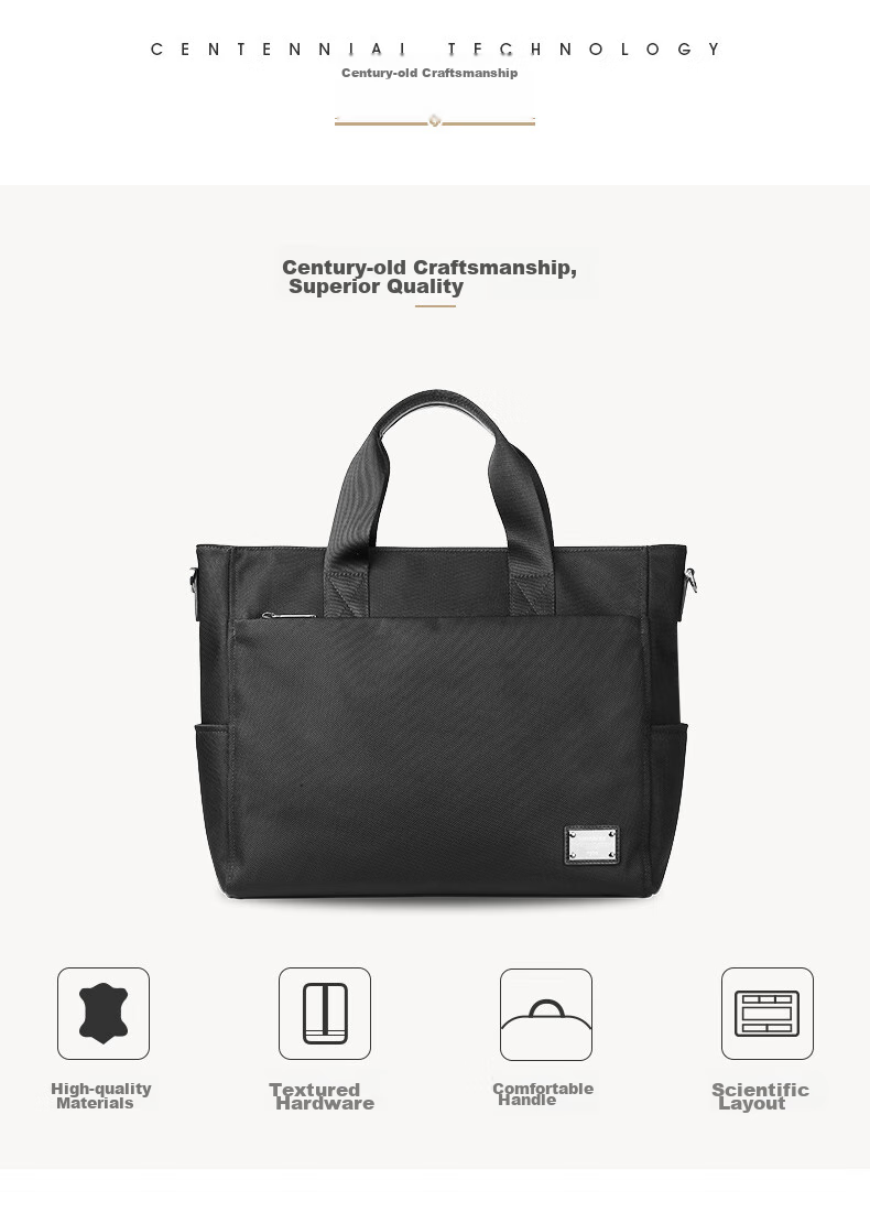 Xinxiuli Men's Briefcase, 14-Inch Laptop Nylon Handbag, Business Travel Bag, Birthday Gift, TN6 4