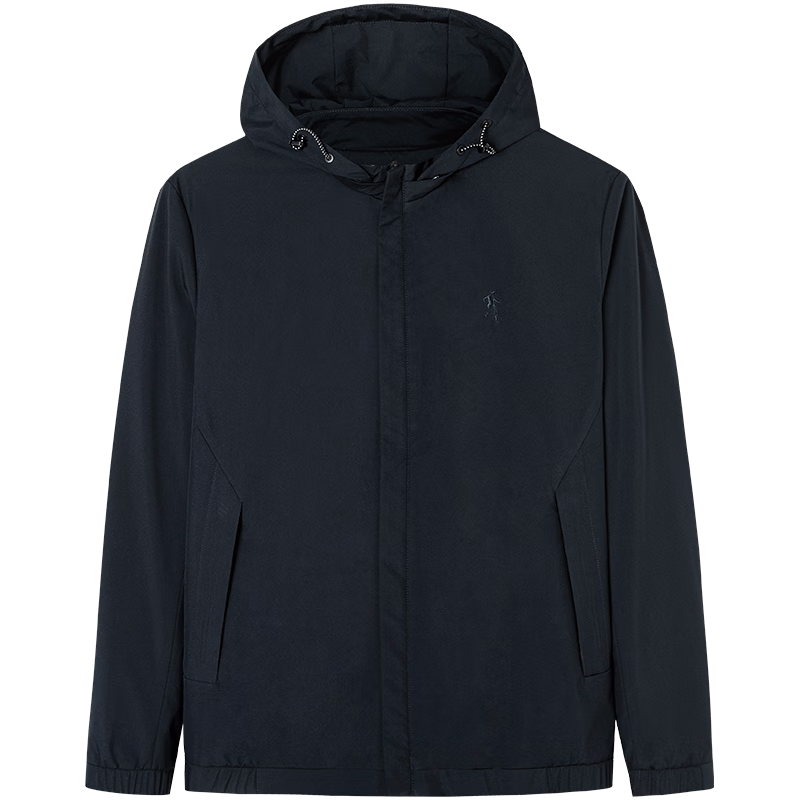 DANCING WOLVES [Easy-Care Commuter Jacket] Men's Detachable Hooded Sportswear Casual Jacket, Navy Blue, Size 185/100A