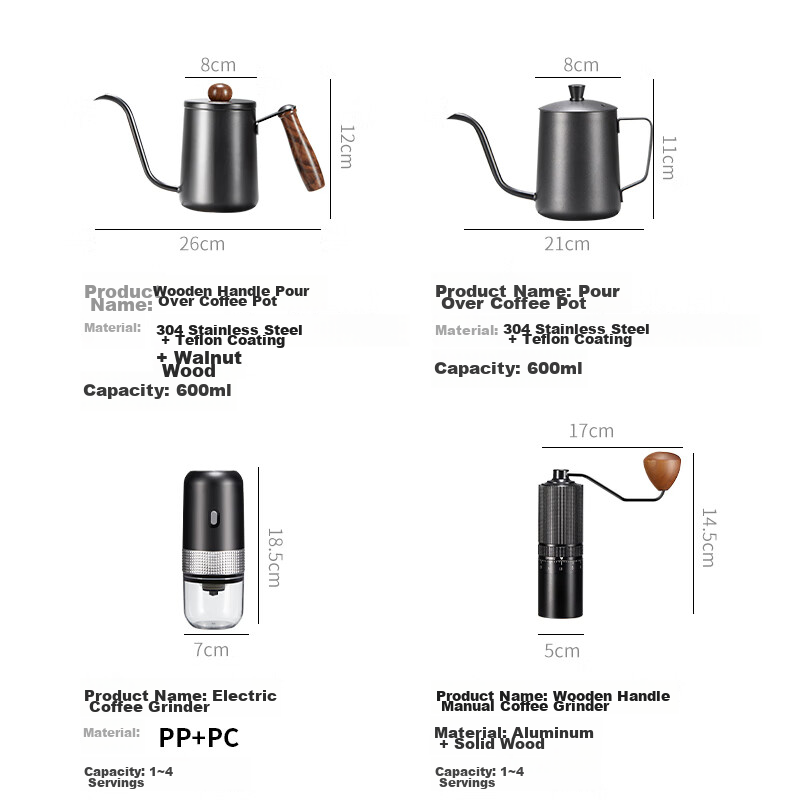 TEOTM Pour-Over Coffee Maker Set, Hand Grinder Coffee Machine, Manual Bean Grinder Set, Home Use Pour-Over Coffee Equipment Gift Box Set 25