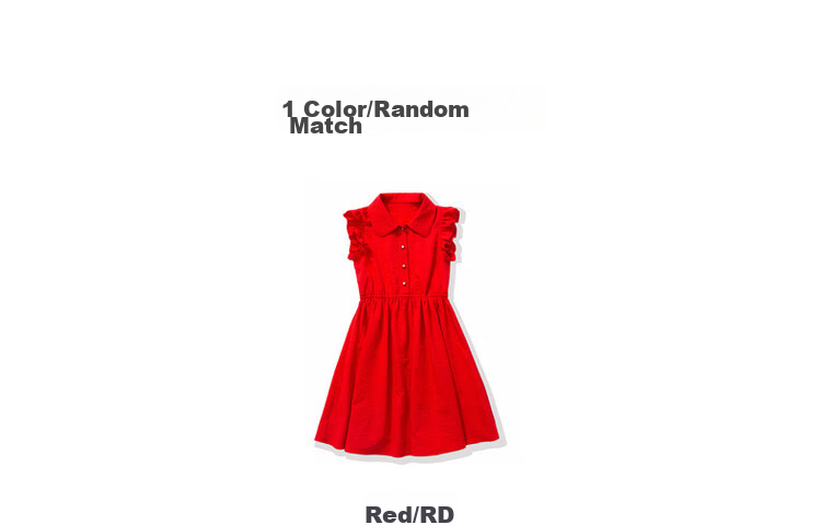 ASK JUNIOR Girls' Summer Dress, Sleeveless Children's Ruffle Trim Thin Shirt Collar Vacation Princess Dress 3